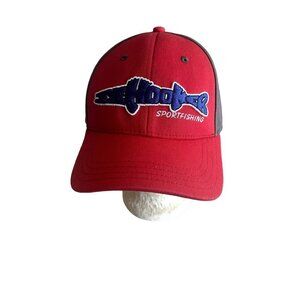 NWOT Eye Hooker Sport Fishing Red Gray Hat Cap Adjustable Snapback